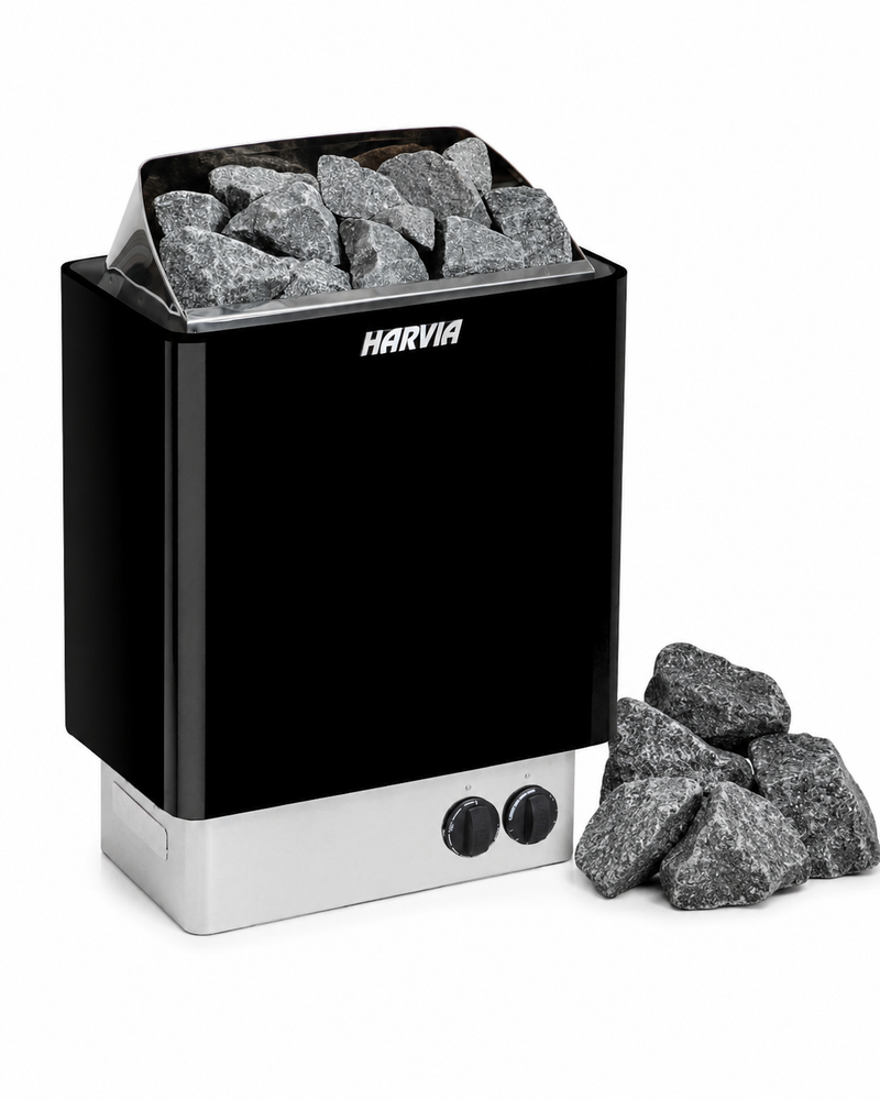 Harvia KIP80B 8 kW Black Electric Sauna Heater with Built-in Controls & Stones
