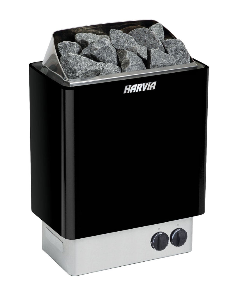 Harvia KIP80B 8 kW Black Electric Sauna Heater w/ Built-in Controls & Stones