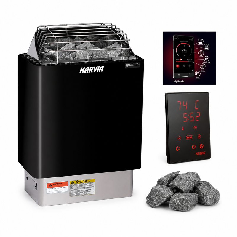 Harvia KIP80W 8 kW Black Electric Sauna Heater package