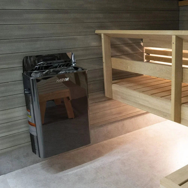 Harvia The Wall Series, 8kW, Black Stainless Steel Sauna Heater, 240V 1PH HSW8U1B