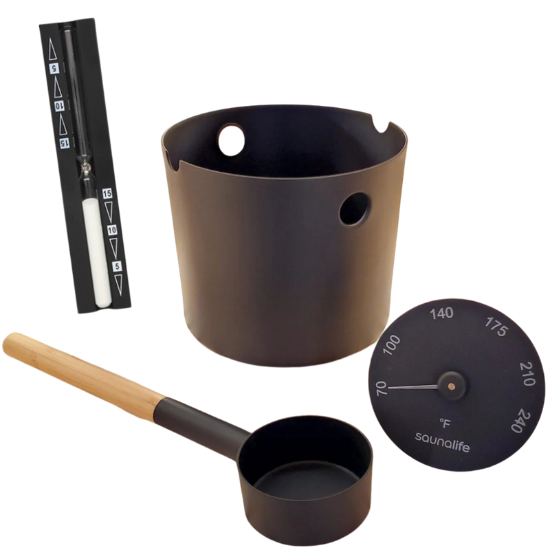 SaunaLife Accessory Package (Bucket, Ladle, Thermometer, Sand Timer)
