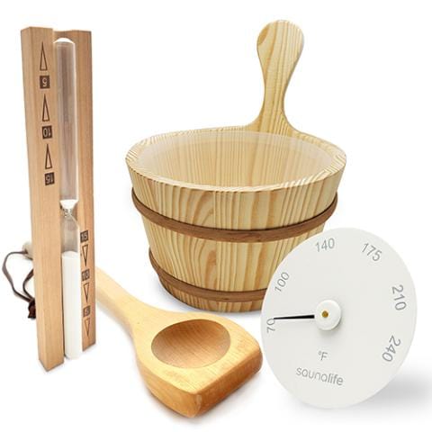 SaunaLife Bucket and Ladle Package 1, Ladle, Timer and Thermometer