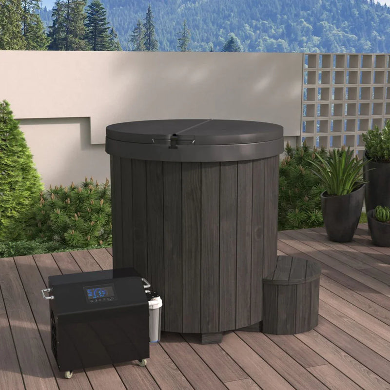 SaunaLife 1-Person Black Thermo-Pine Cold/Hot Plunge Tub - Model S1B