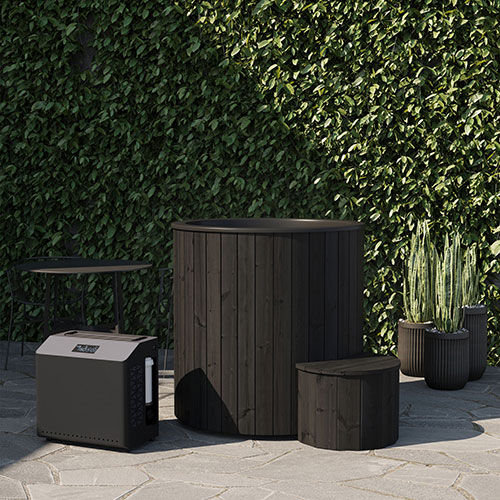 SaunaLife 1-Person Black Thermo-Pine Cold/Hot Plunge Tub - Model S1B