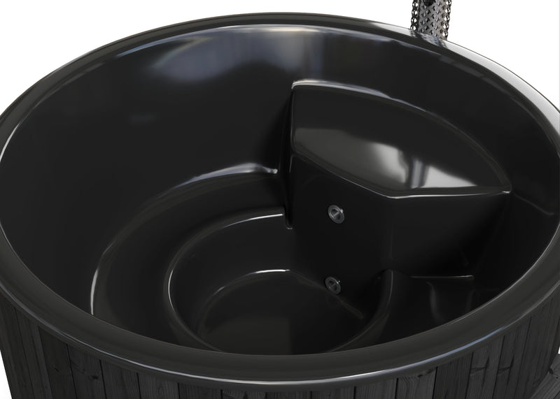 SaunaLife Model S6B - Up to 7 Persons - Home Wood-Burning Hot Tub - Black