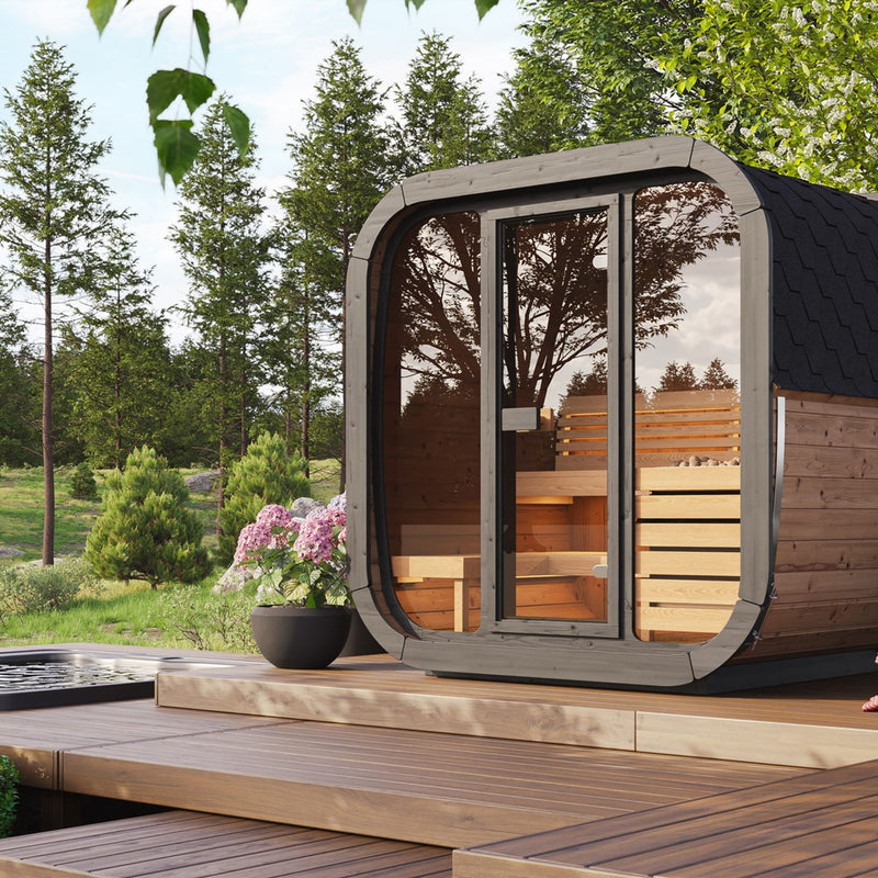 SaunaLife Model CL5G 4 Person Cube Series Outdoor Sauna Kit