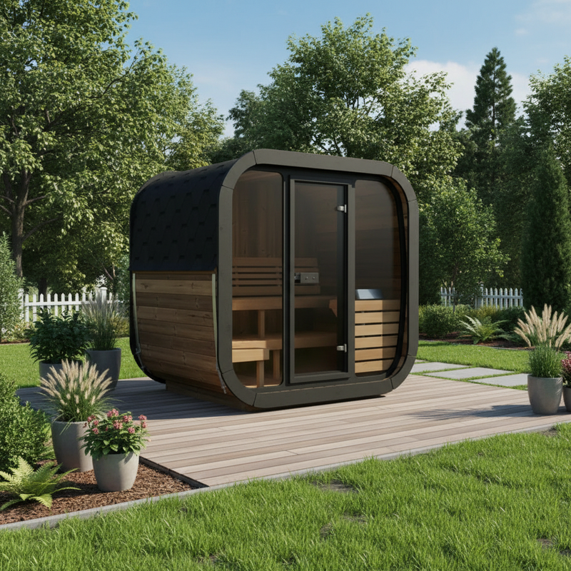 SaunaLife Model CL5G 4 Person Cube Series Outdoor Sauna Kit
