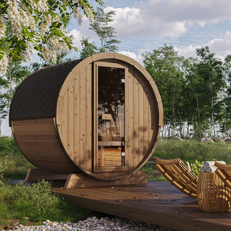 SaunaLife Model E7 4 Person Barrel Sauna