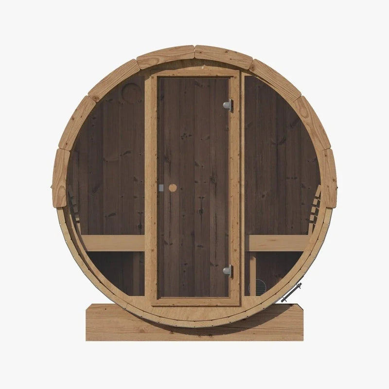 SaunaLife Model E7G 4 Person Barrel Sauna w/ Glass Front