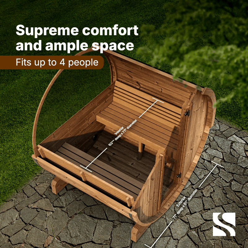 SaunaLife Model E7W 4 Person Sauna Barrel-Window