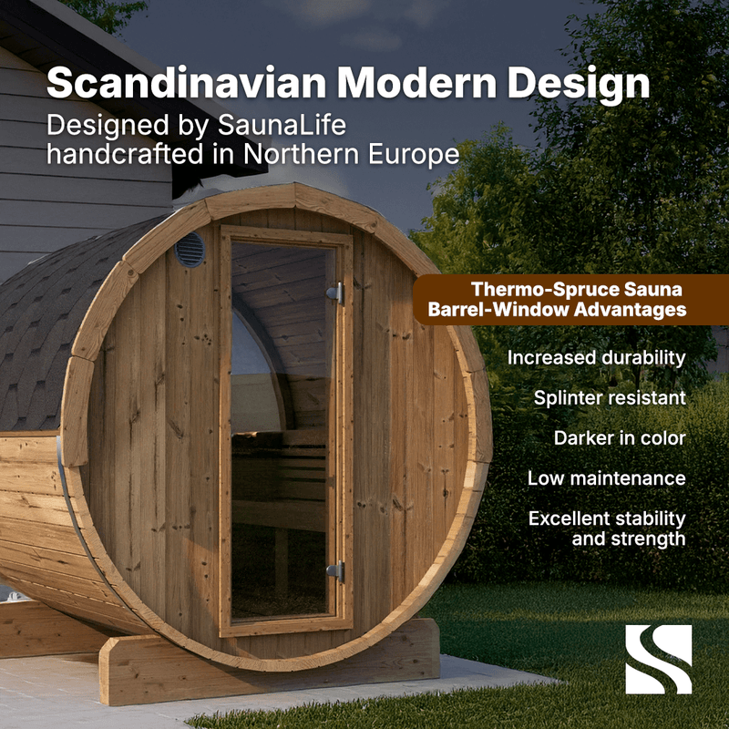 SaunaLife Model E7W 4 Person Sauna Barrel-Window