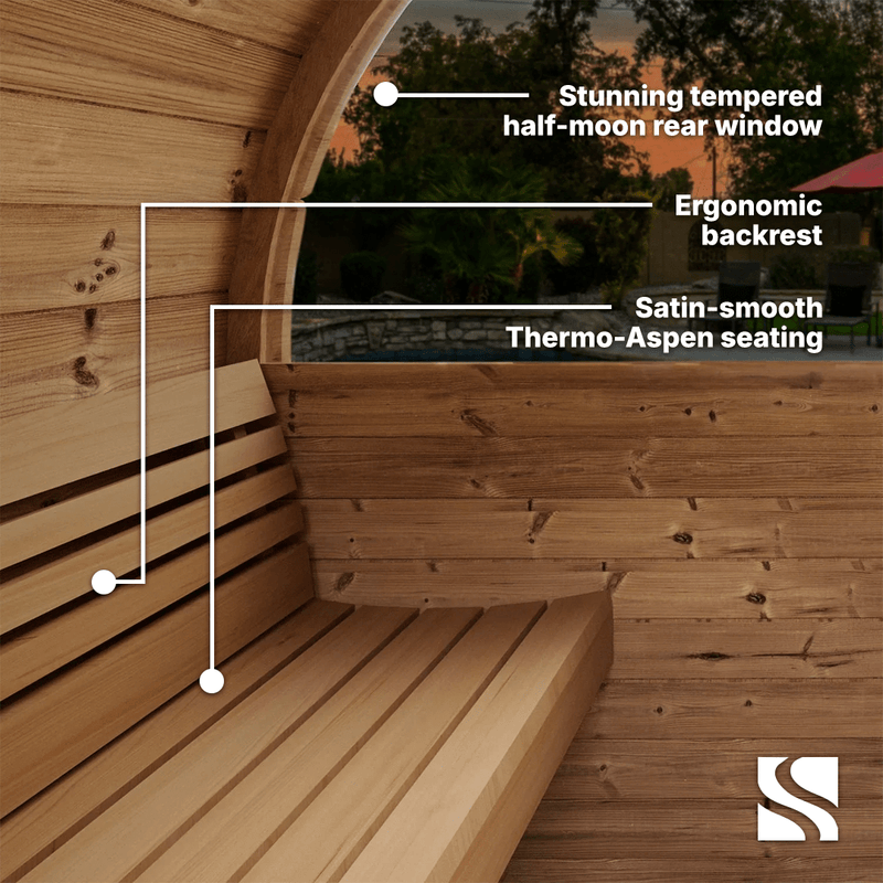 SaunaLife Model E7W 4 Person Sauna Barrel-Window