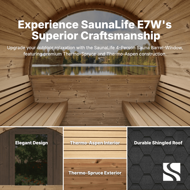 SaunaLife Model E7W 4 Person Sauna Barrel-Window