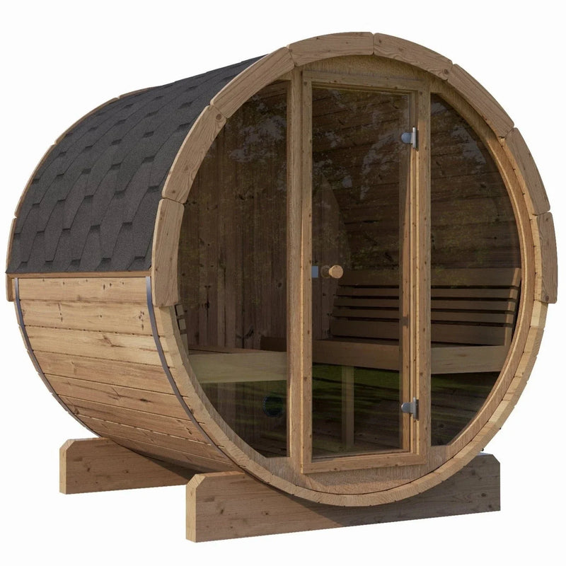 SaunaLife Model E8G 6 Person Barrel Sauna w/ Glass Front