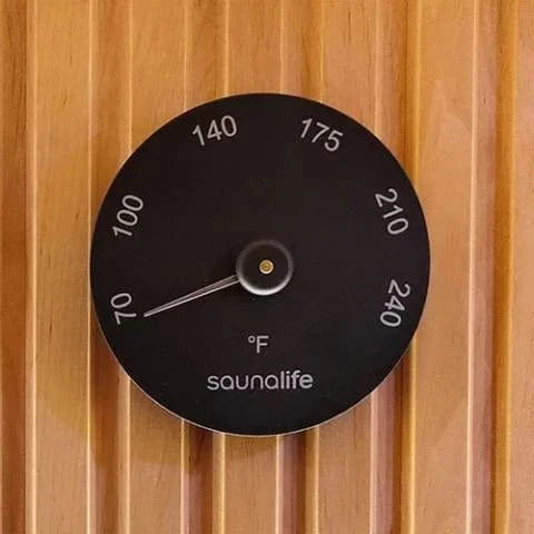 SaunaLife Wooden 1-Gallon Sauna Bucket, Wood Ladle, Thermometer, Hygrometer, Black ACCPKG-3