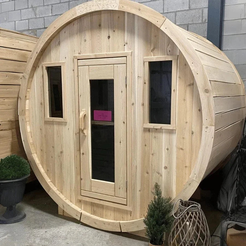 True North Canadian Made 2-4 Person 6' Long Outdoor Traditional Barrel Sauna